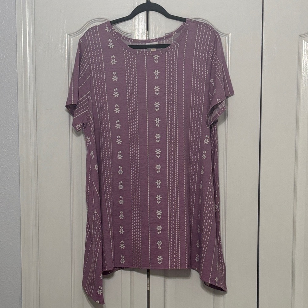 NWT Purple Top with Floral Stripes